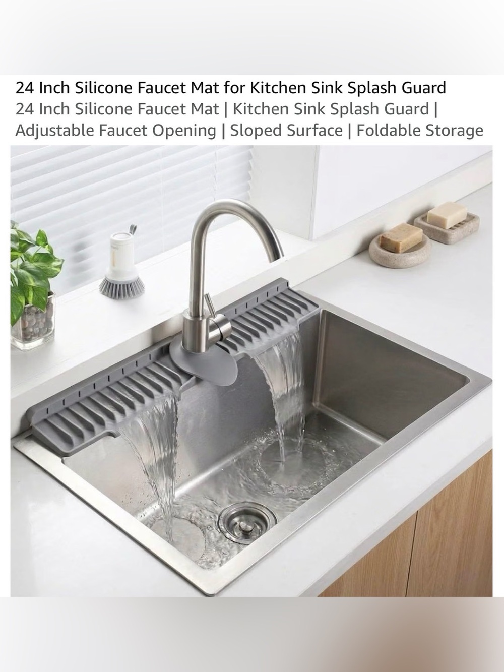 Gray Silicone Sink Splash Guard and Faucet Mat